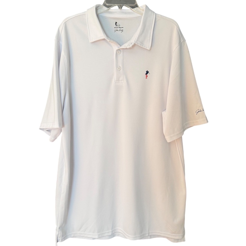 John Daly Mens White Performance Golf Polo Shirt Size 2XL Short Sleeve Logo
